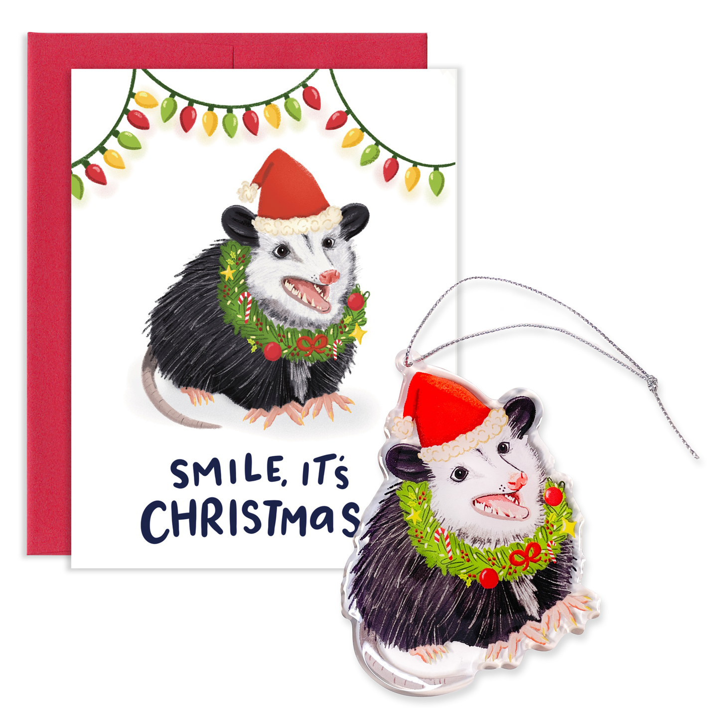 Opossum Holiday Ornament Set