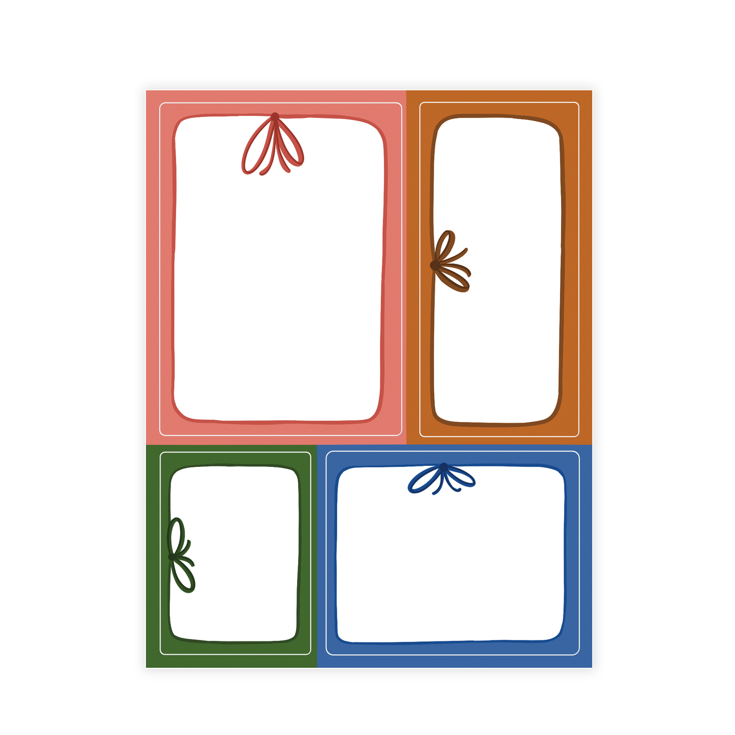 Colorful Bows Decorative Blank Bookplate Set of 8 Stickers