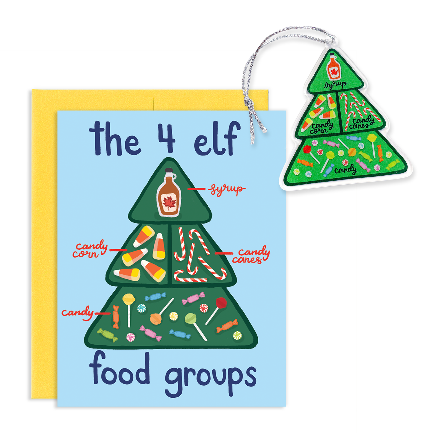 Elf Food Groups Holiday Ornament Set