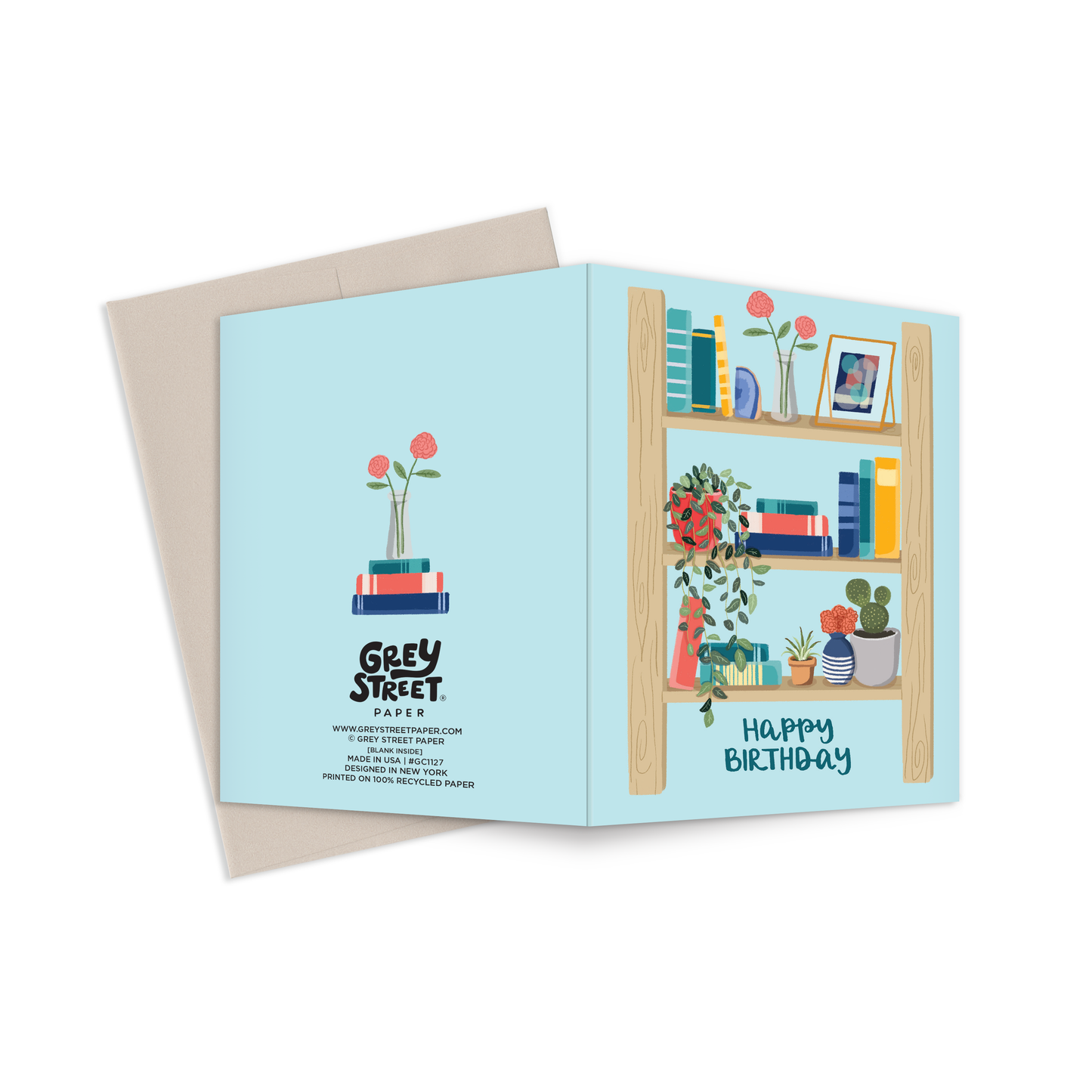 Happy Birthday Bookshelf Greeting Card