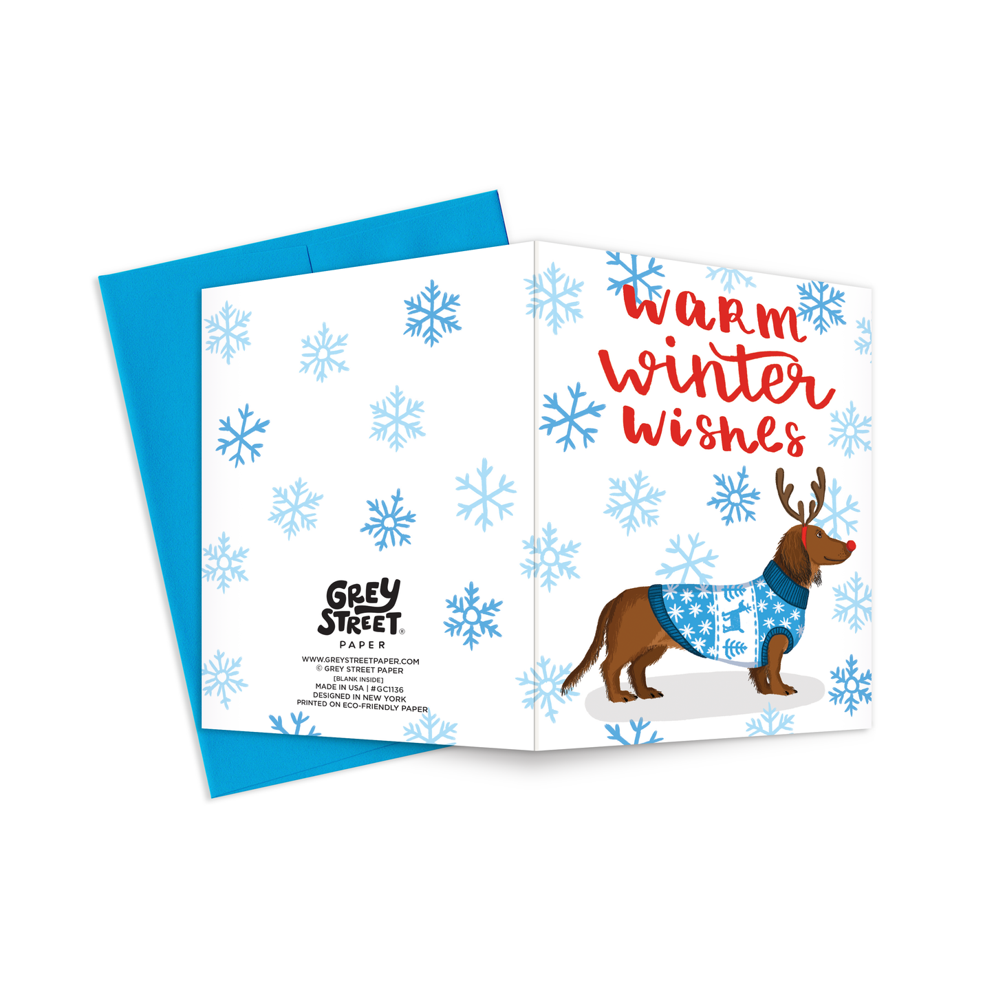 Warm Winter Wishes Dachshund Greeting Card