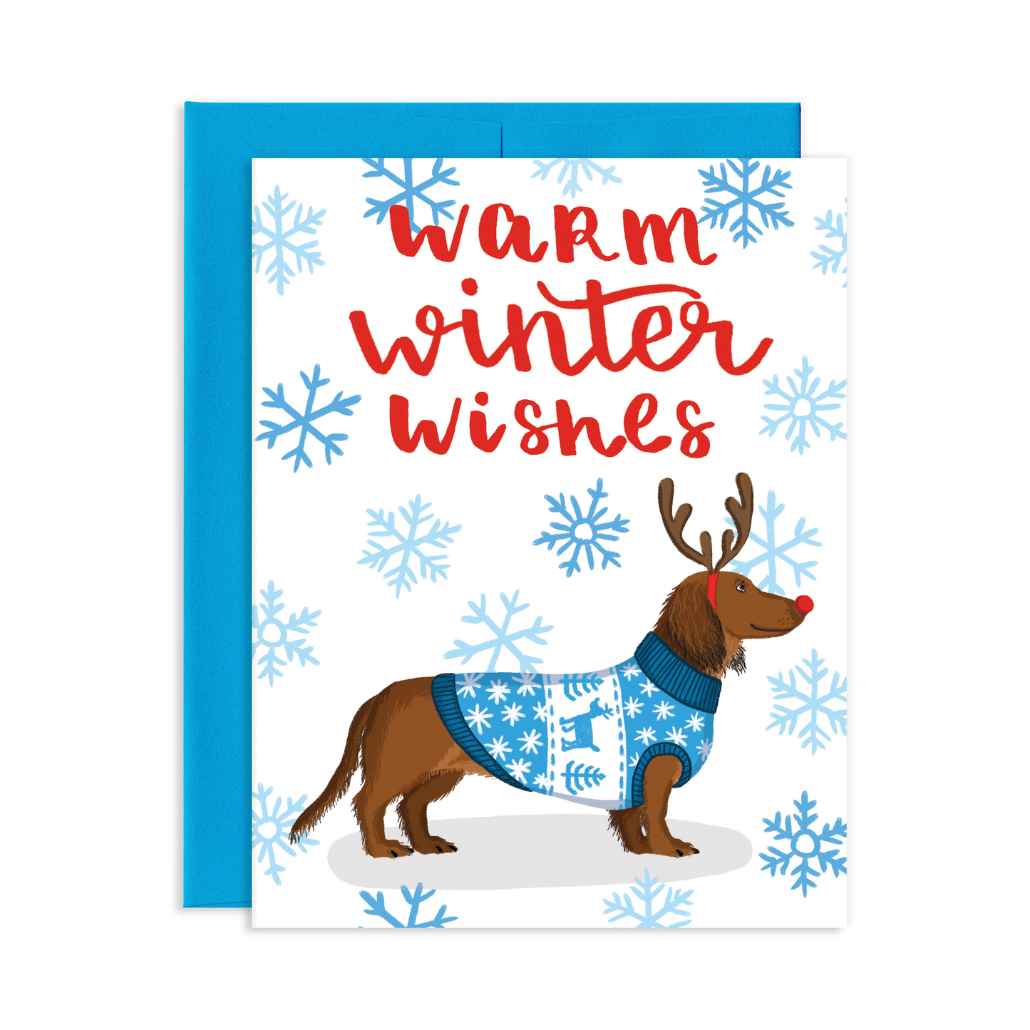 Warm Winter Wishes Dachshund Greeting Card