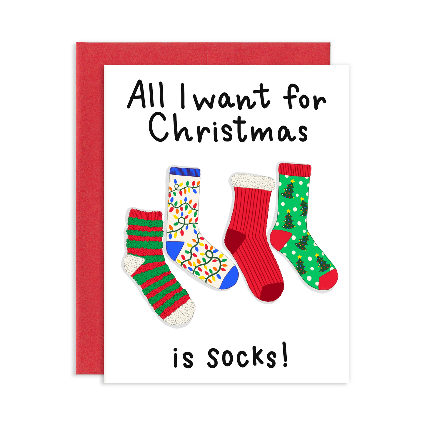 Fuzzy Christmas Socks Funny Greeting Card
