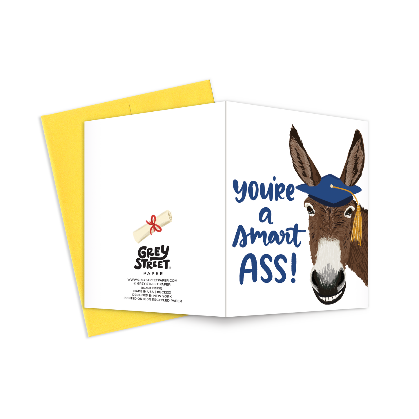 Smart Ass Donkey Graduation Greeting Card