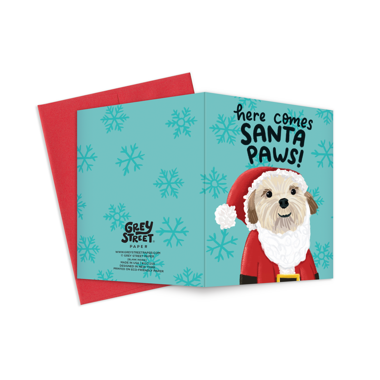 Santa Paws Dog Christmas Greeting Card