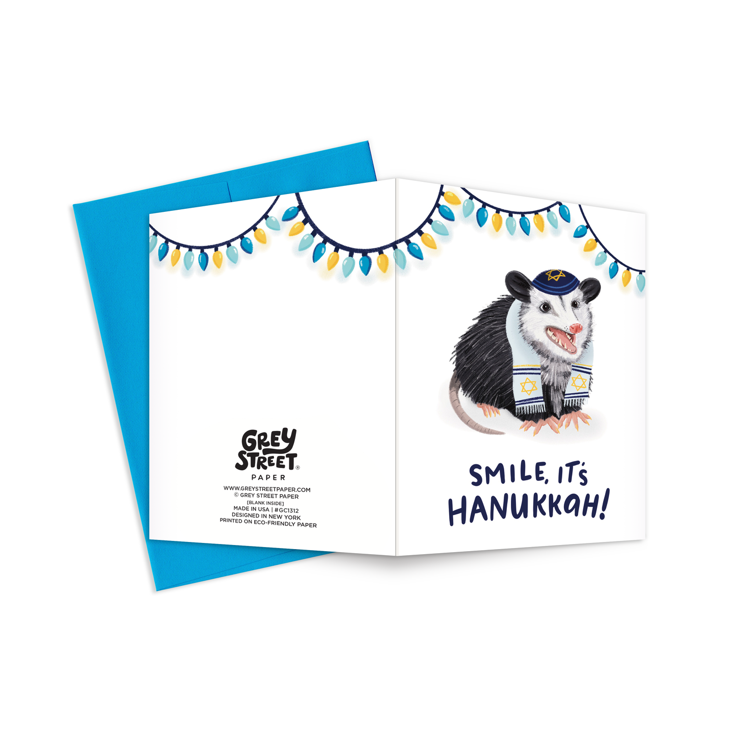 Smile Hanukkah Opossum Greeting Card