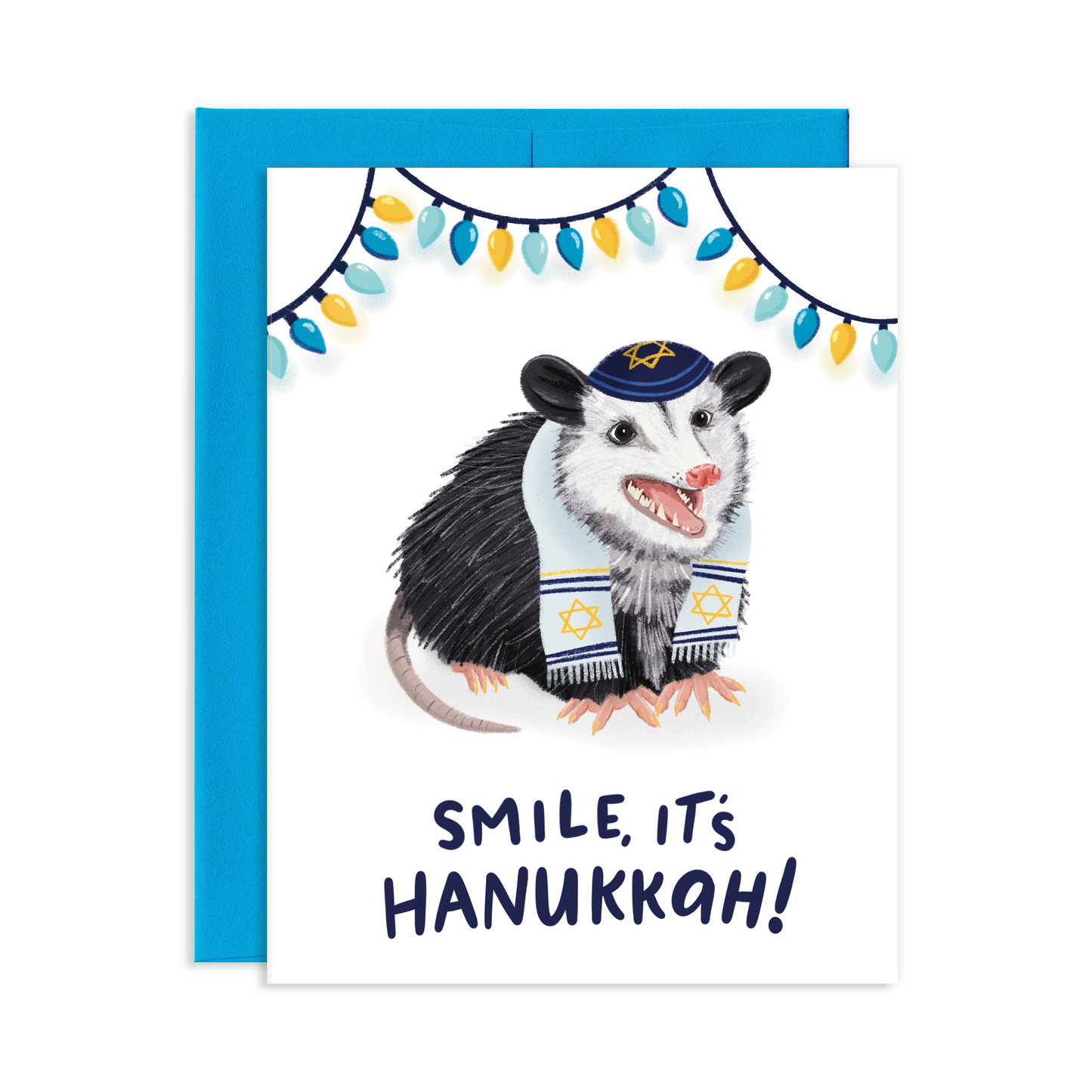 Smile Hanukkah Opossum Greeting Card