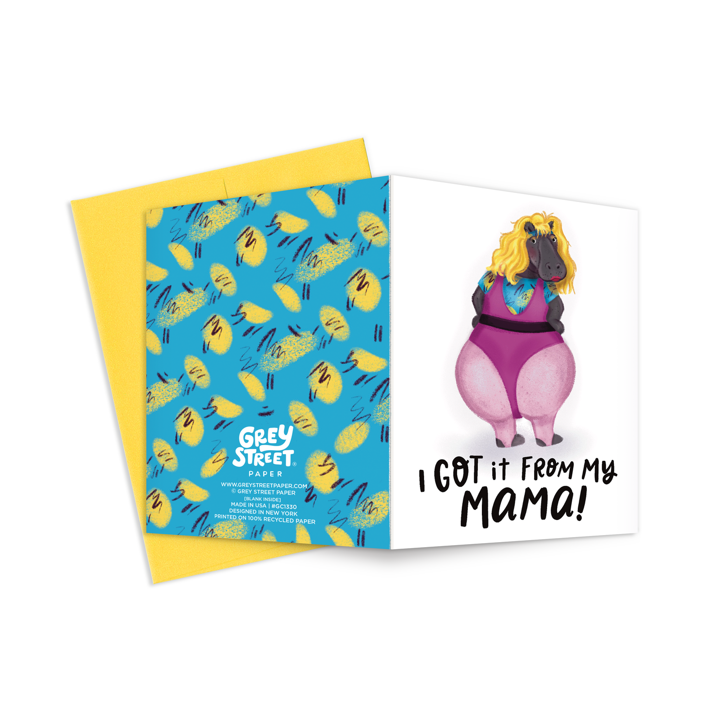 Got It From My Mama Hippo Mom Greeting Card