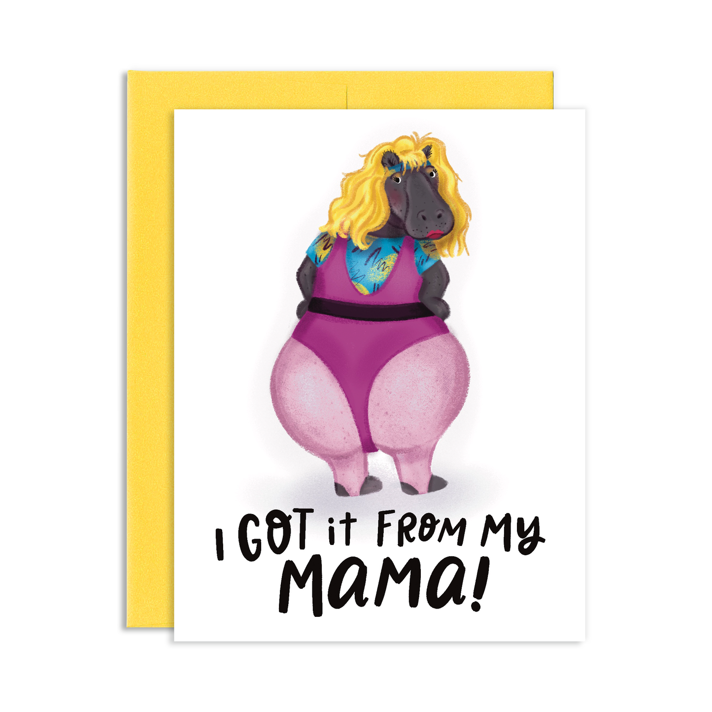Got It From My Mama Hippo Mom Greeting Card | Old Logo