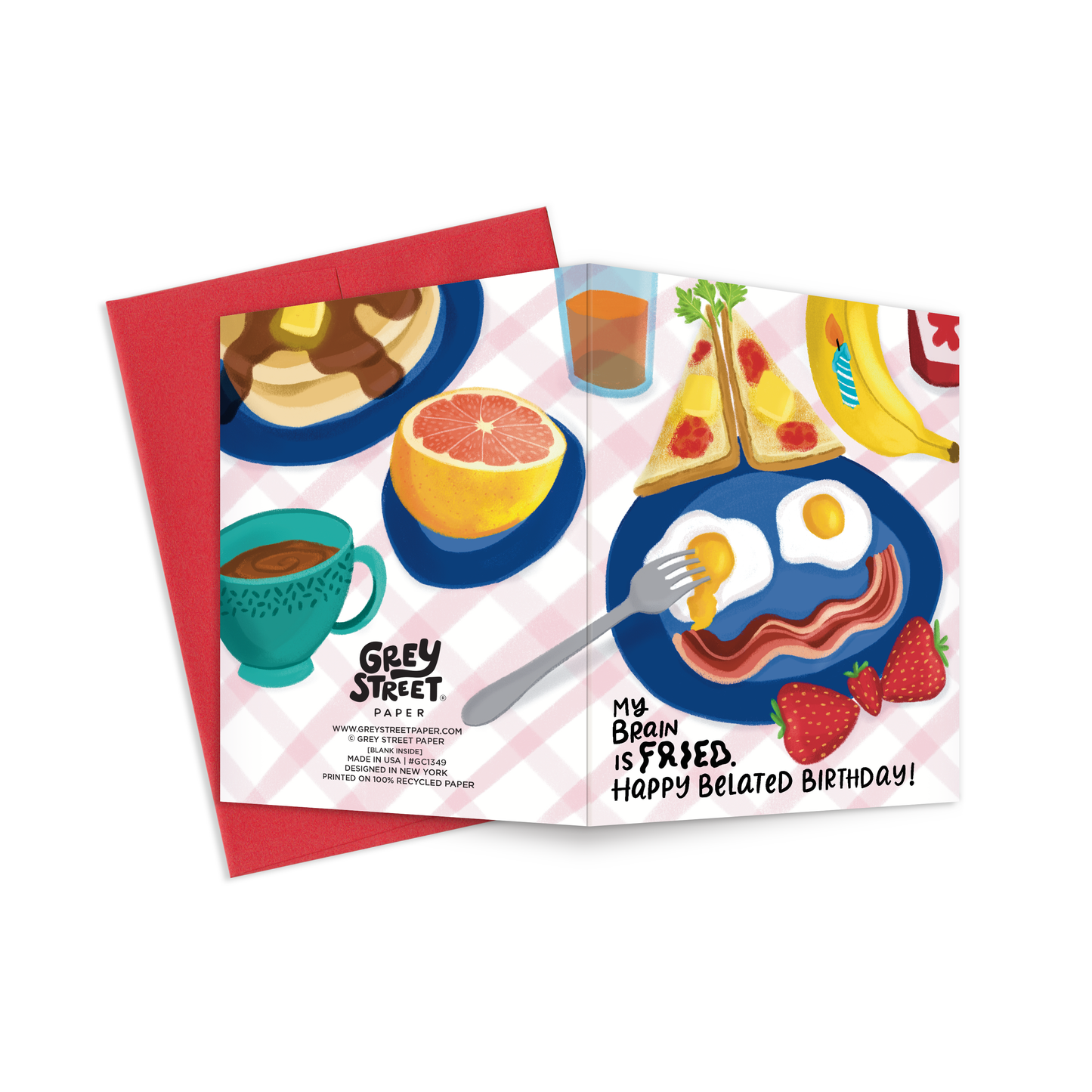 Fried Breakfast Belated Birthday Greeting Card