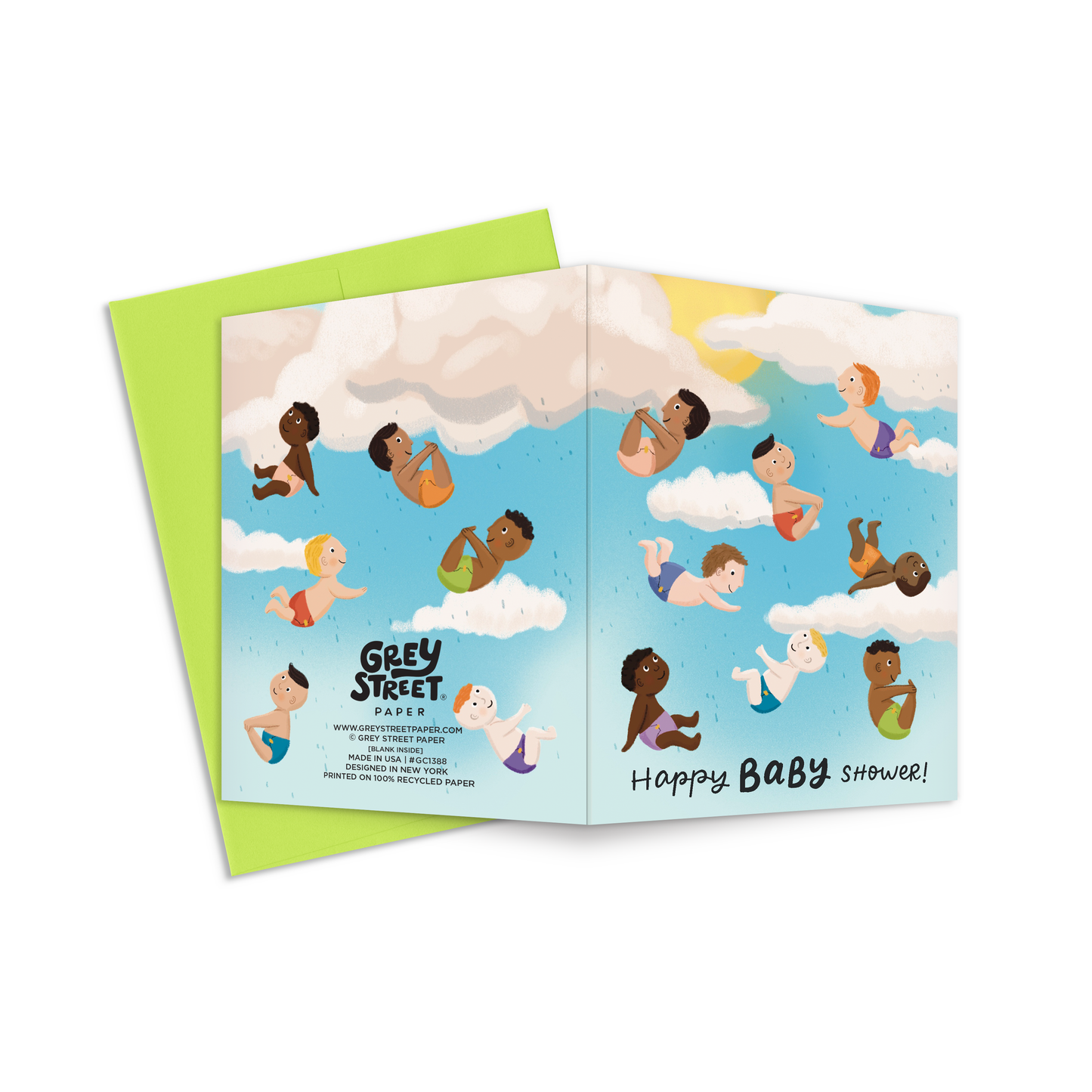 Raining Babies Baby Shower Greeting Card