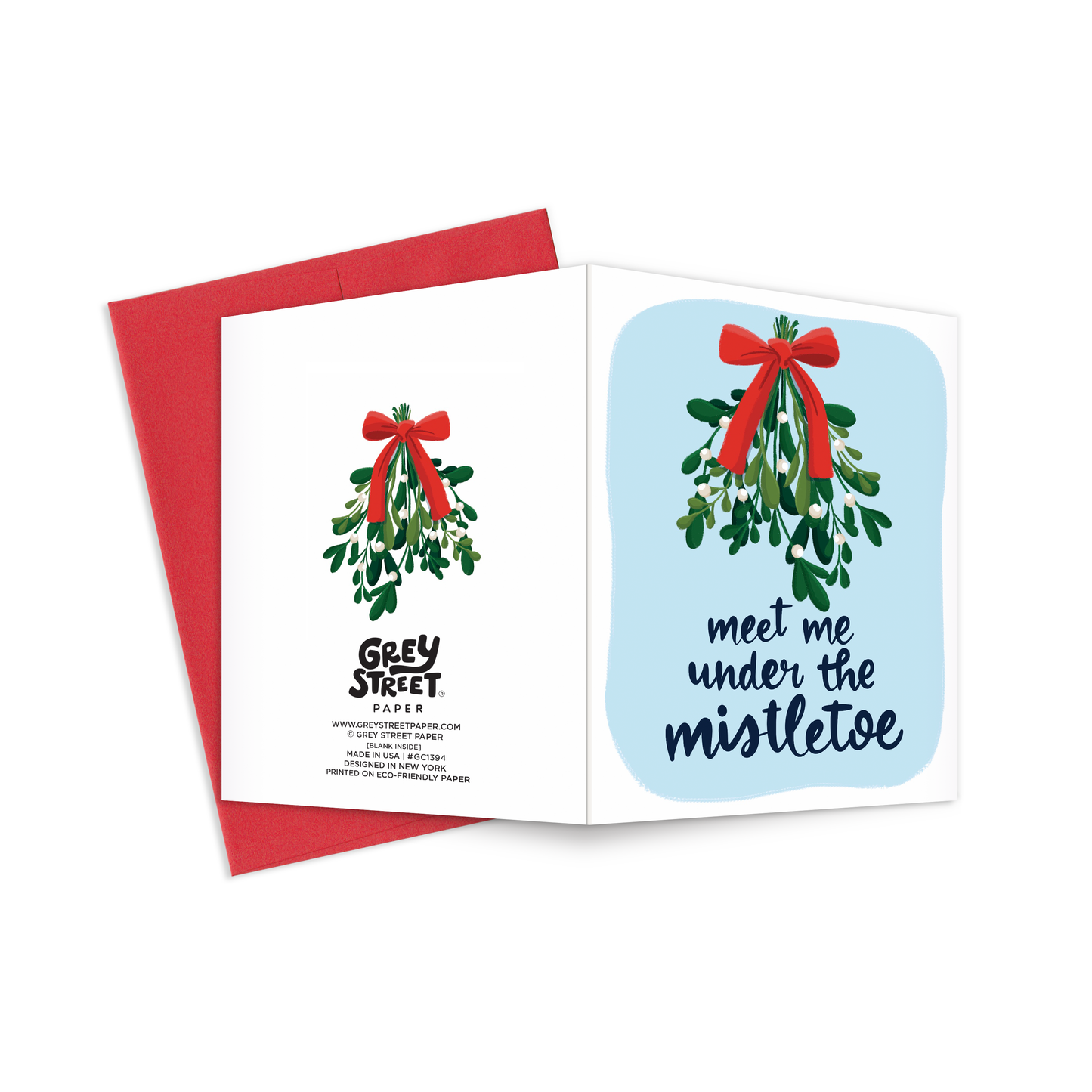 Meet Me Under The Mistletoe Christmas Greeting Card