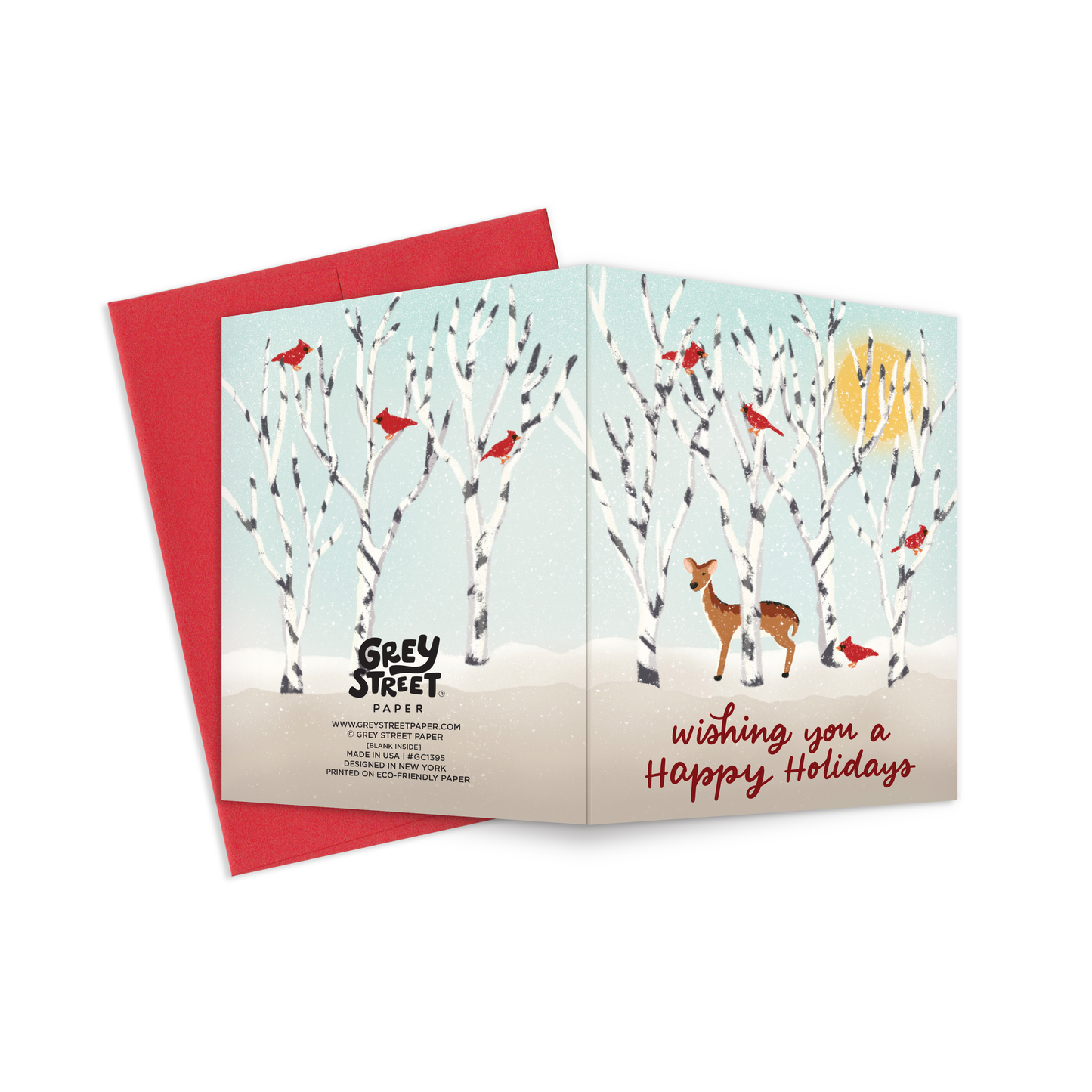 Winter Snow Cardinals Christmas Greeting Card