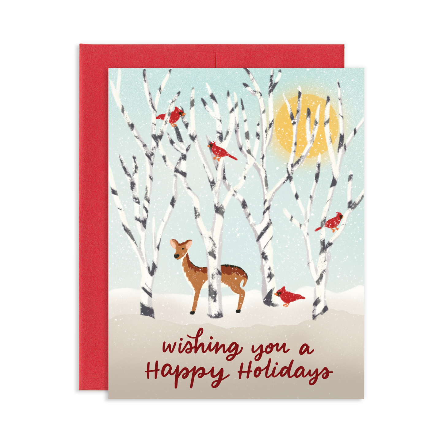 Winter Snow Cardinals Christmas Greeting Card