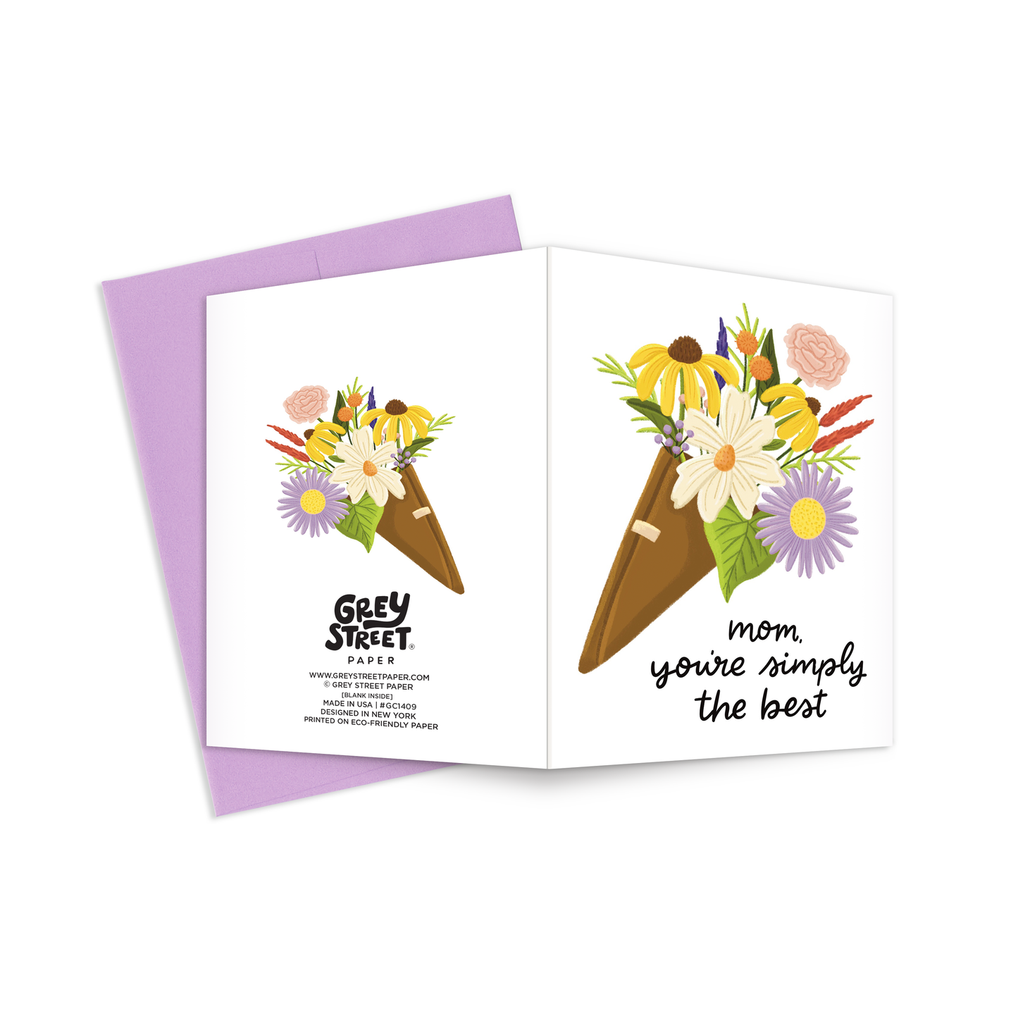 Simply The Best Flower Bouquet Mother's Day Greeting Card