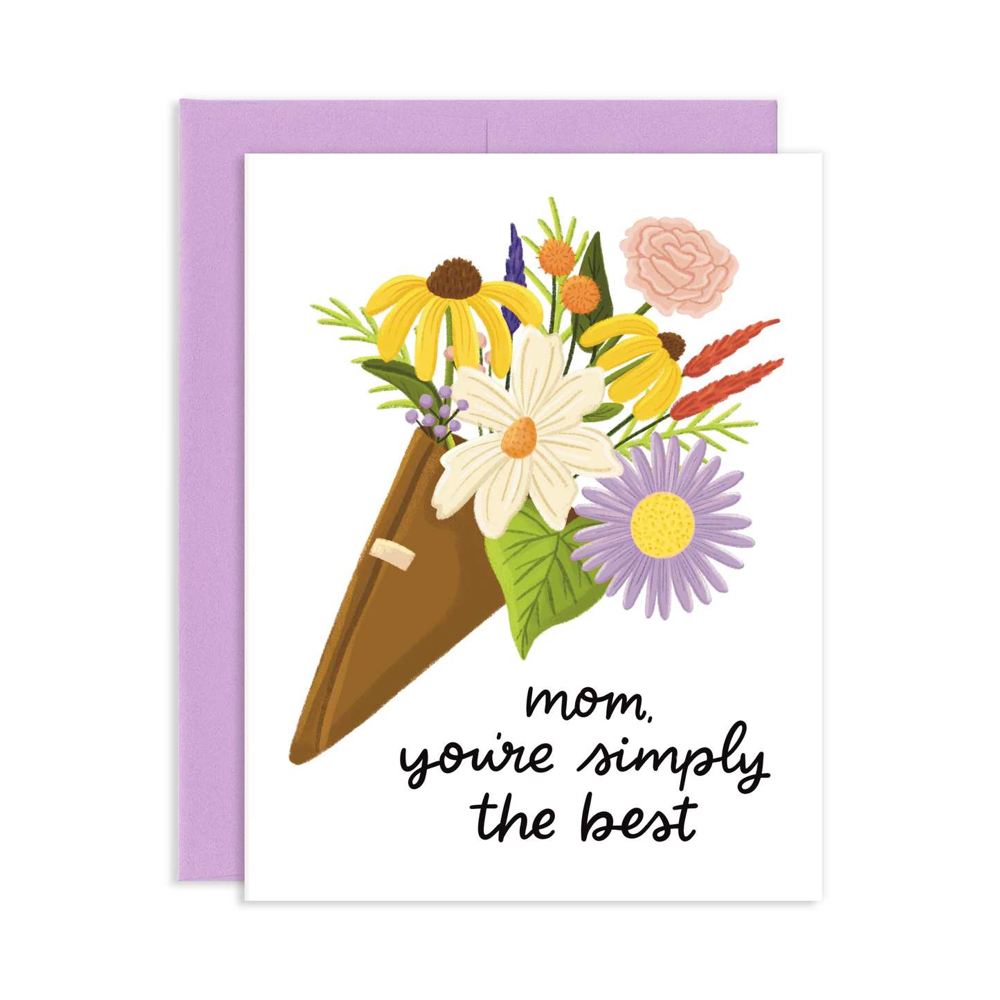 Simply The Best Flower Bouquet Mother's Day Greeting Card