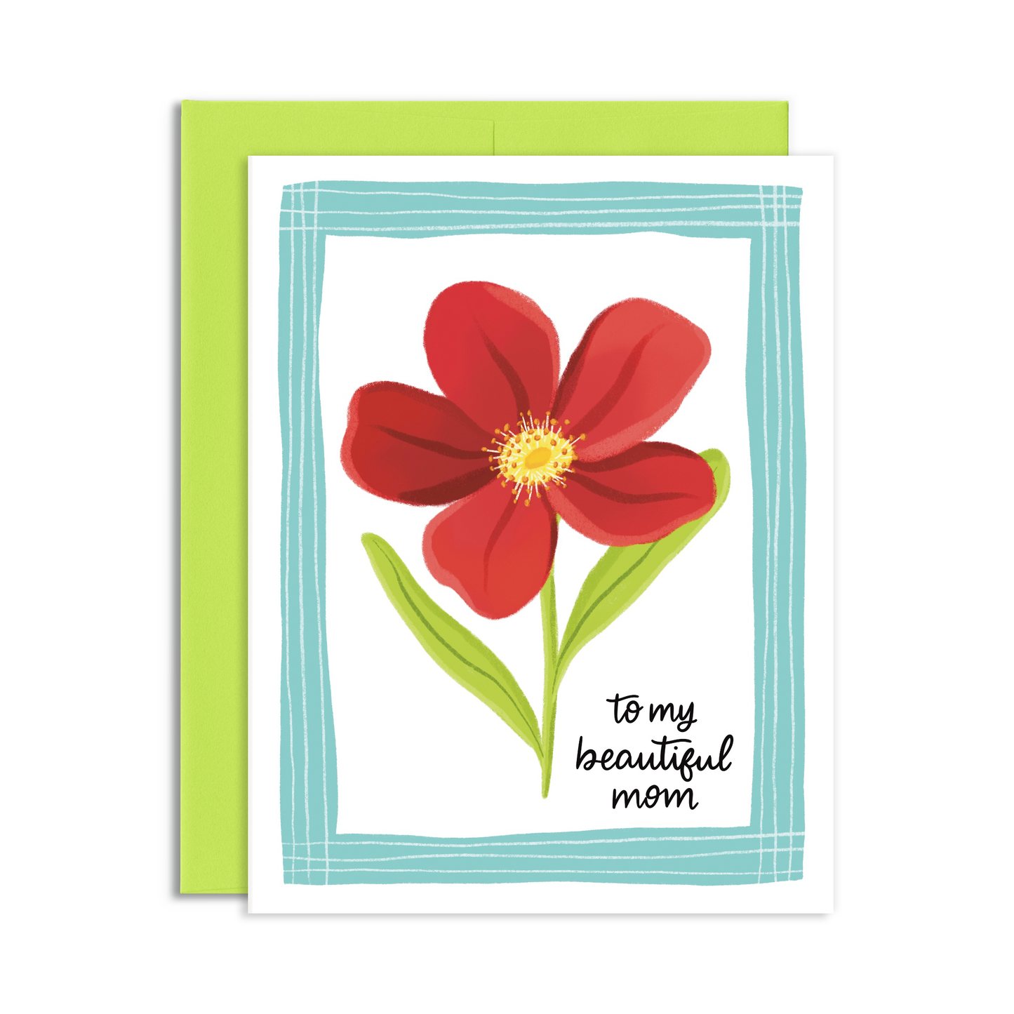 To My Beautiful Mom Red Flower Mother's Day Greeting Card