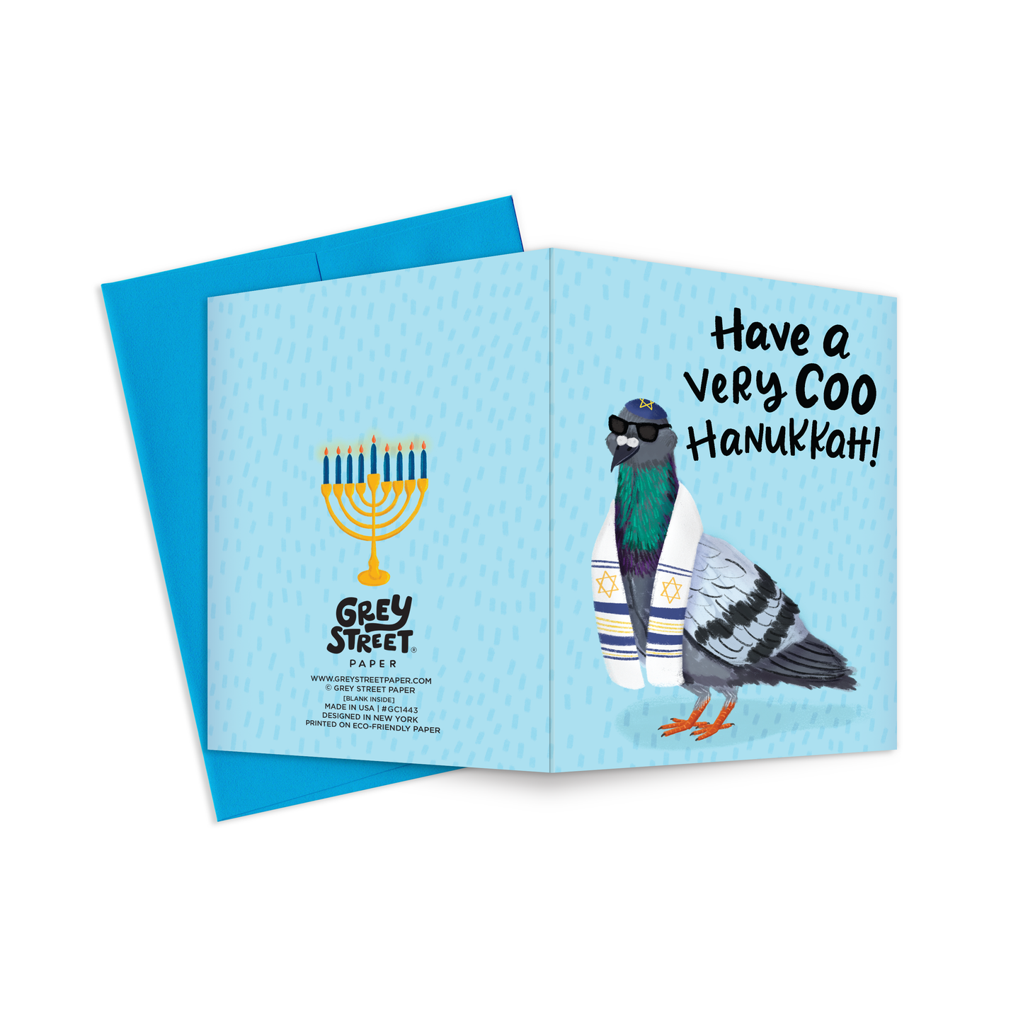 Coo Hanukkah Pigeon Greeting Card