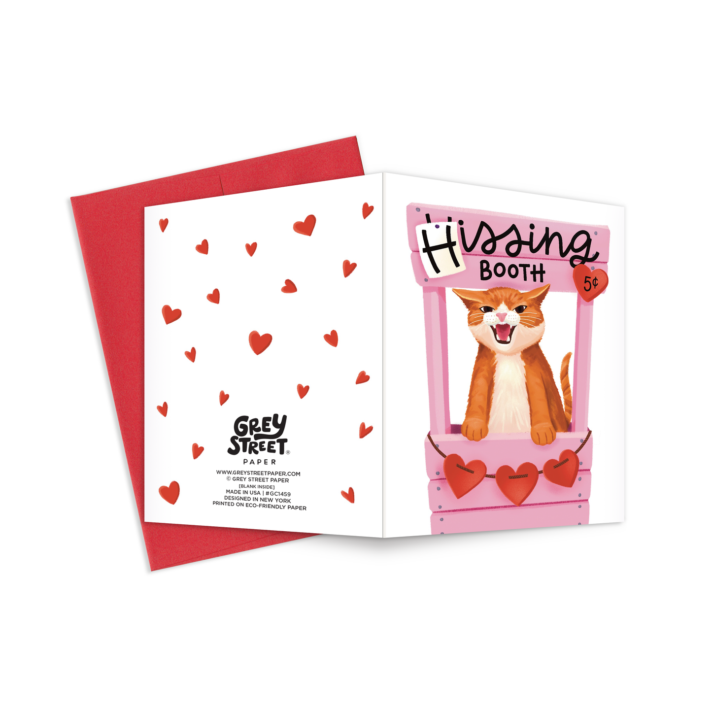 Hissing Booth Cat Love Greeting Card