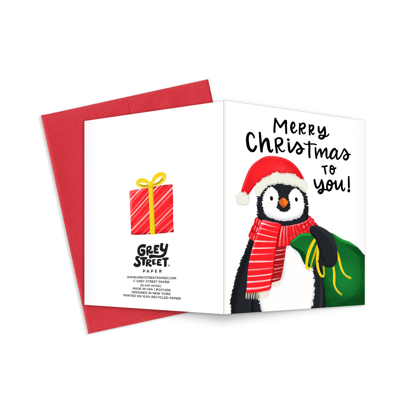 Santa Penguin Christmas Greeting Card