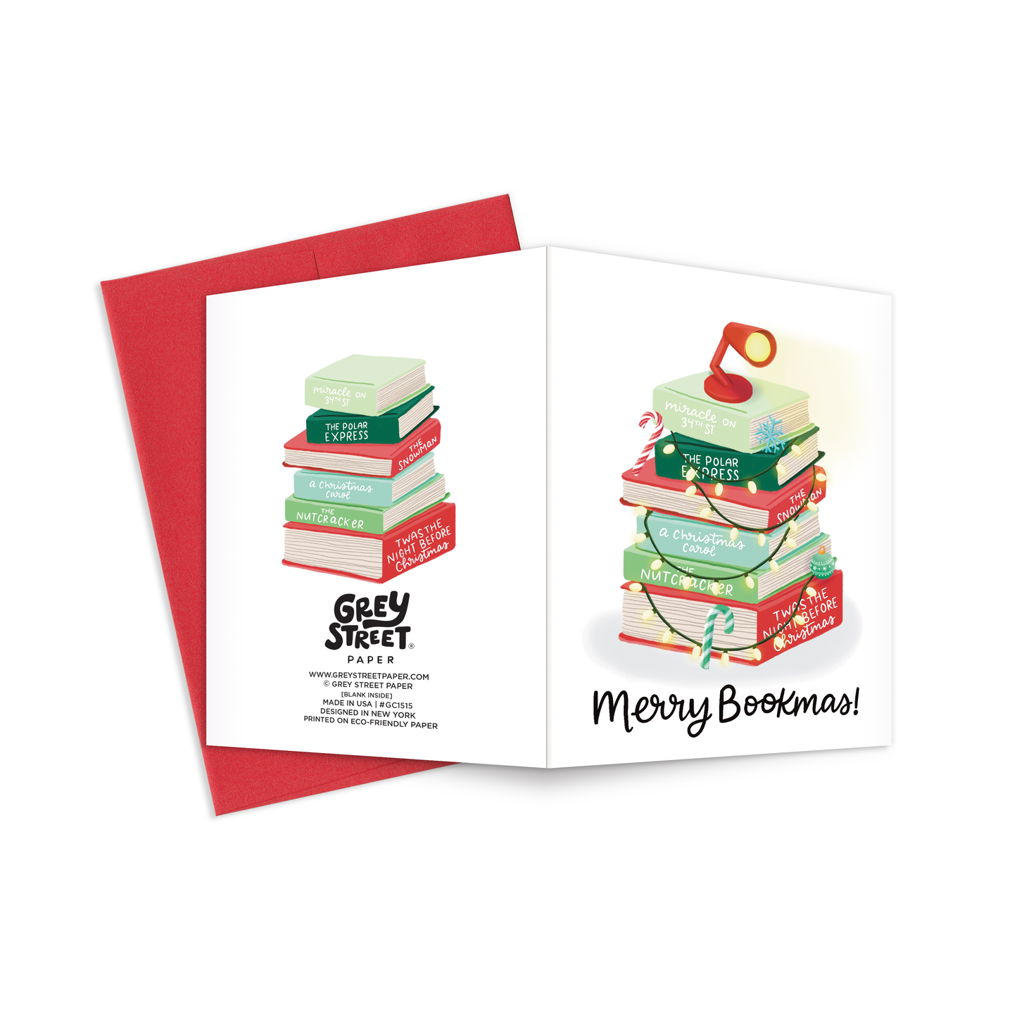 Merry Bookmas Christmas Theme Books Christmas Greeting Card