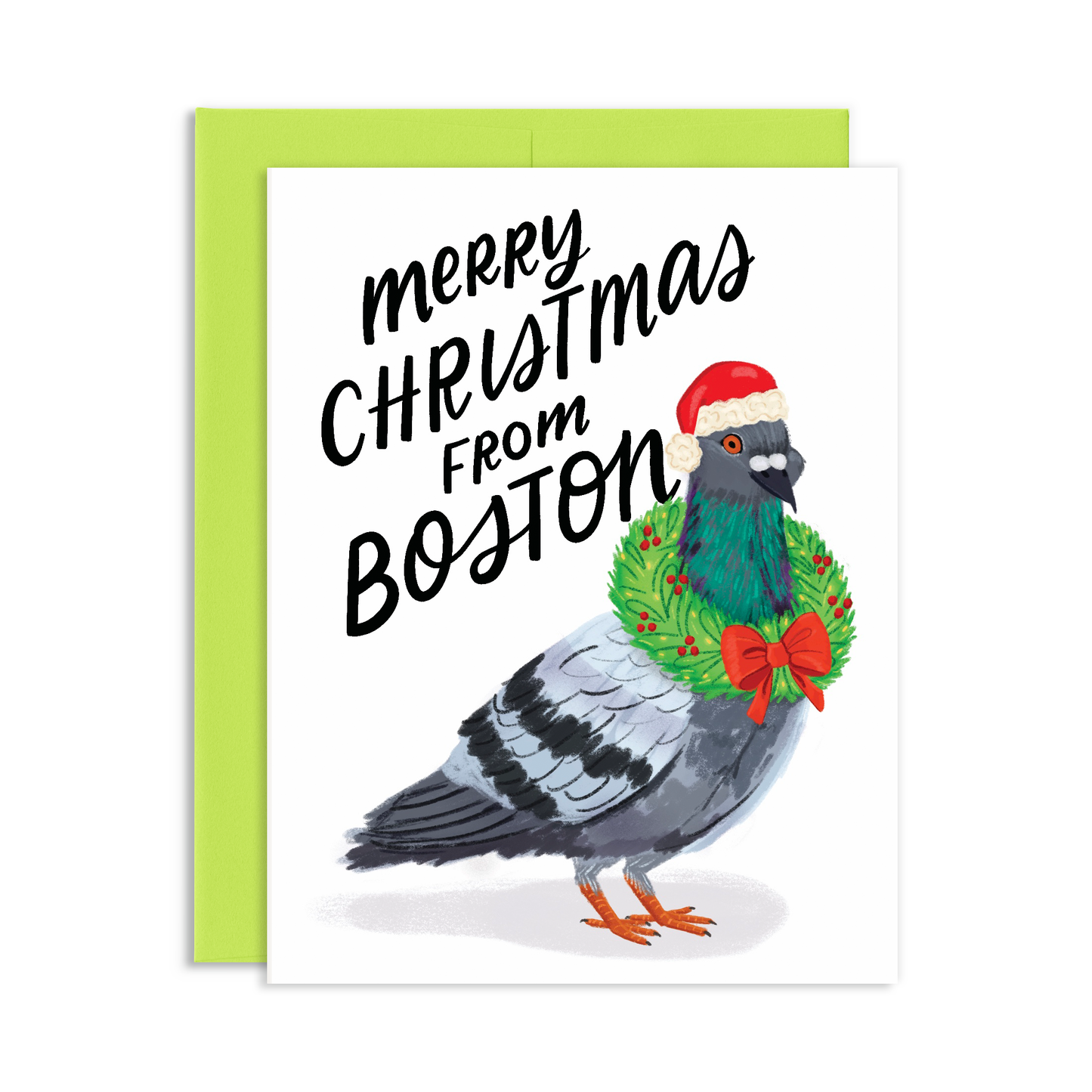 Merry Christmas From Boston Pigeon Christmas Greeting Card