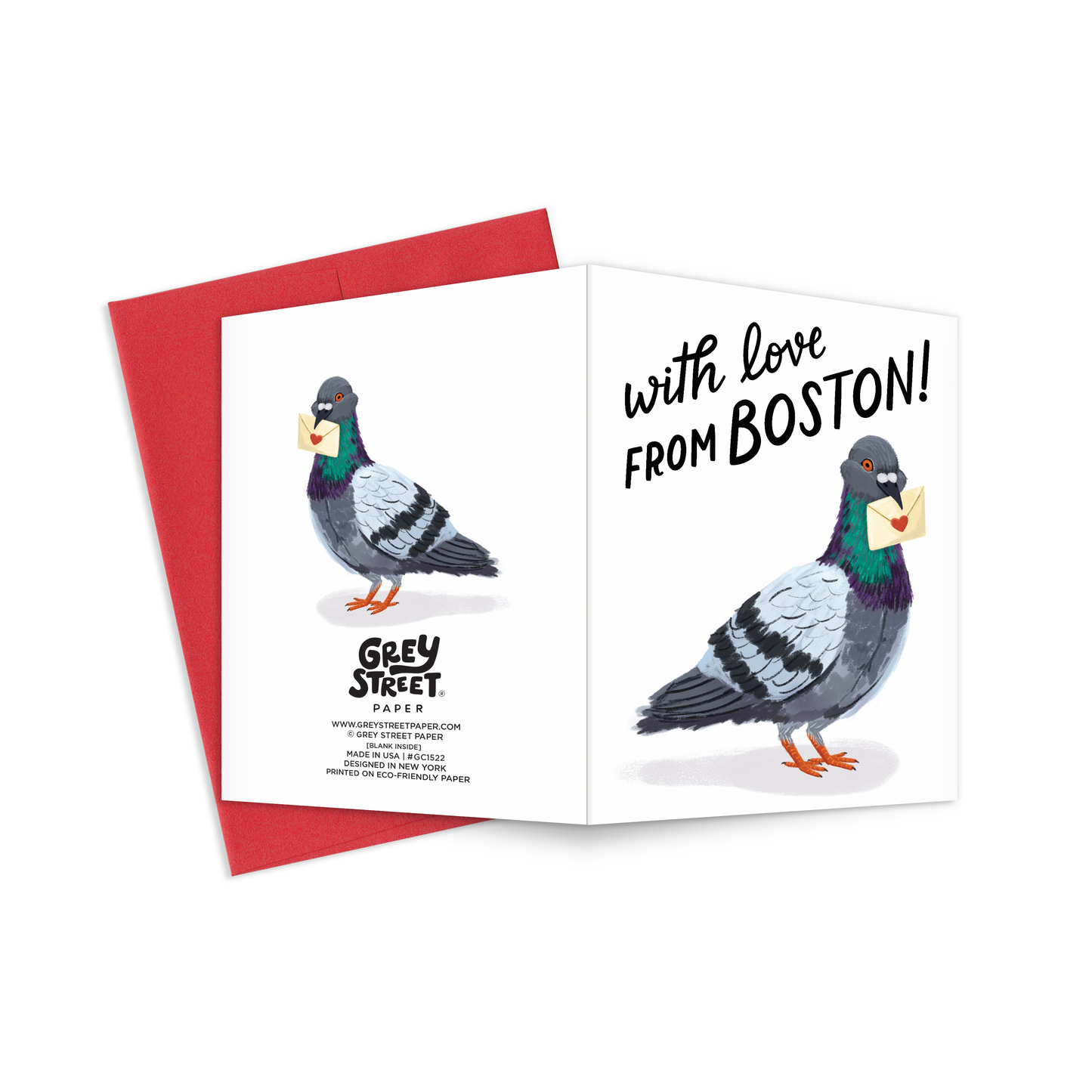 With Love From Boston Pigeon Friendship Greeting Card