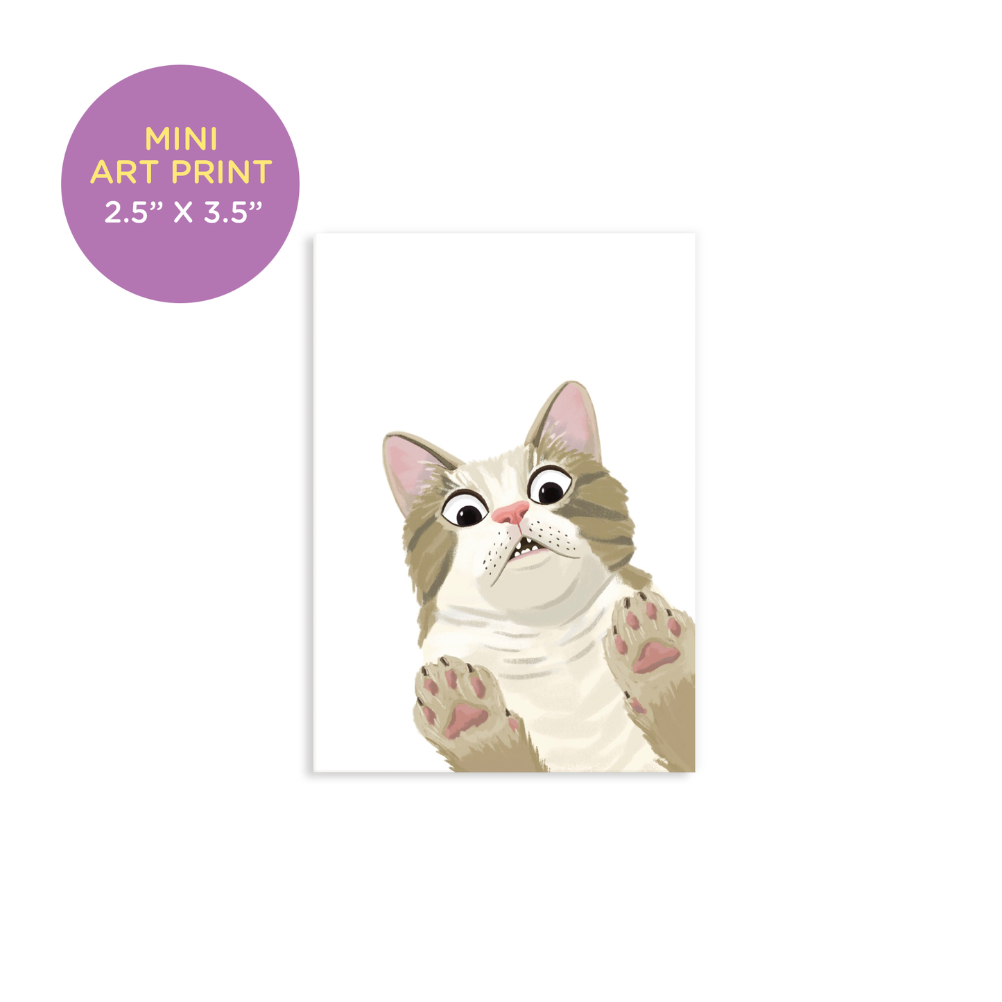 Funny Surprised Wide Eye Cat Mini Art Print
