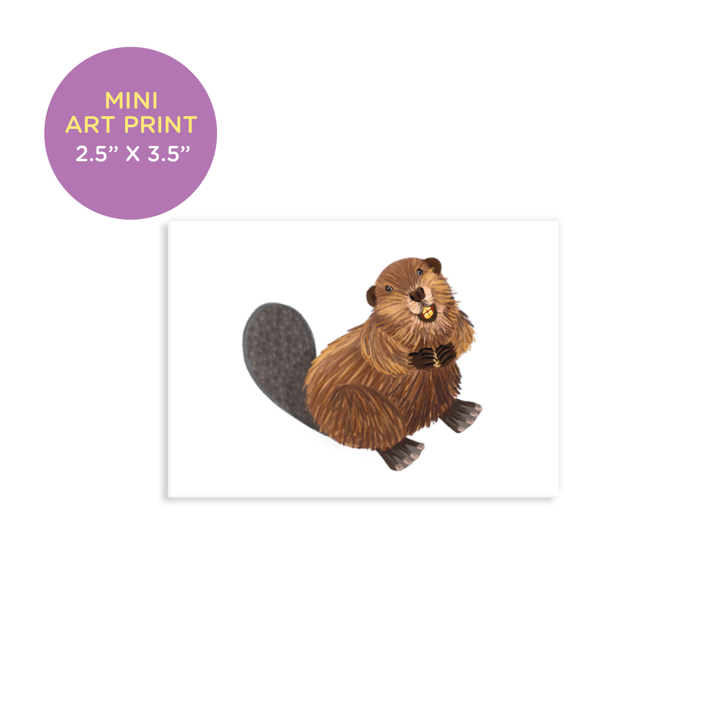 Cute Smiling Beaver Mini Art Print