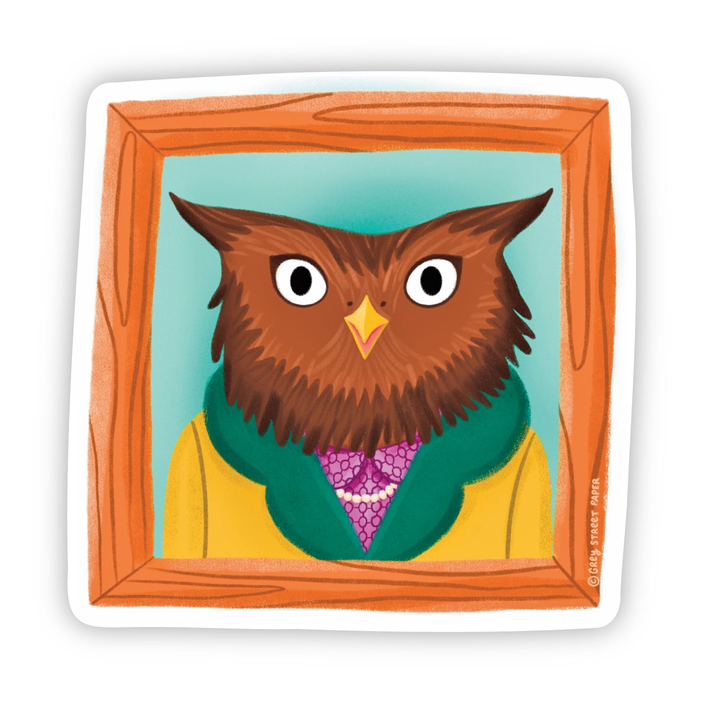 Fancy Owl Portrait Vinyl Sticker | Sale