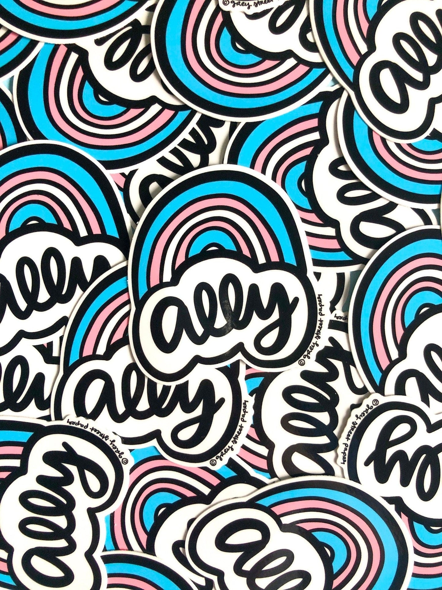 LGBTQ Trans Ally Rainbow Sticker 5" | Sale