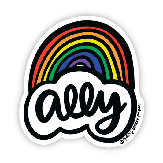 LGBTQ Ally Rainbow Sticker 5" | Sale