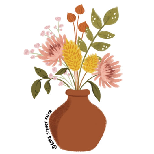 Flower Vase Vinyl Sticker