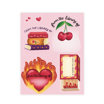 Romance Theme Bookplate Set of 8 Stickers