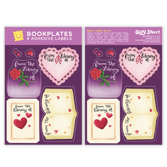 Romance Theme Bookplate Set of 8 Stickers