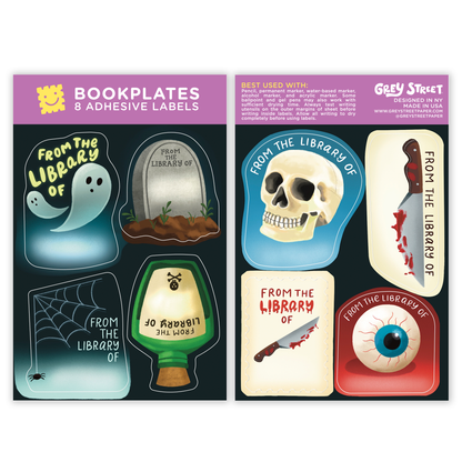 Horror & True Crime Theme Bookplate Set of 8 Stickers