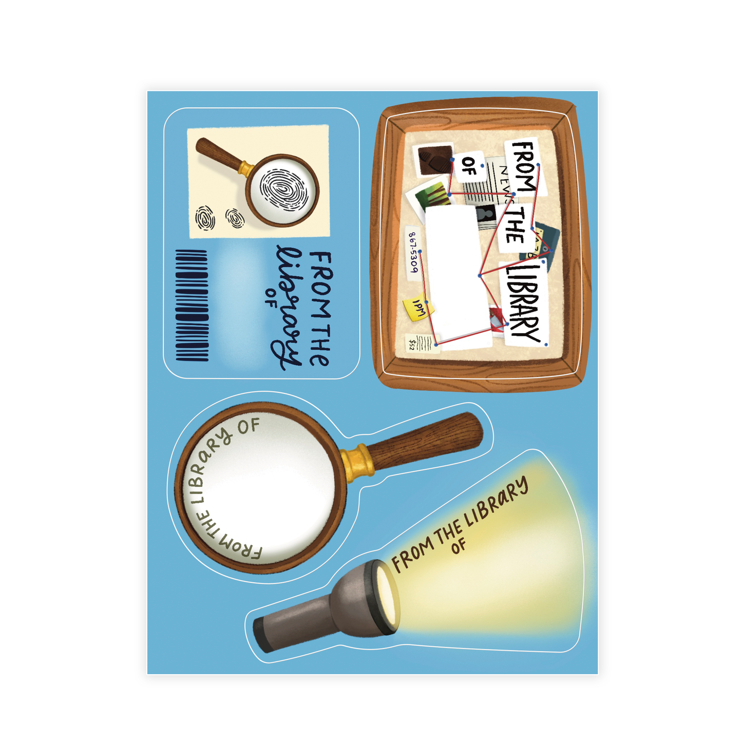 Mystery Theme Bookplate Set of 8 Stickers