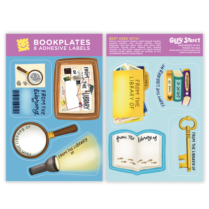 Mystery Theme Bookplate Set of 8 Stickers
