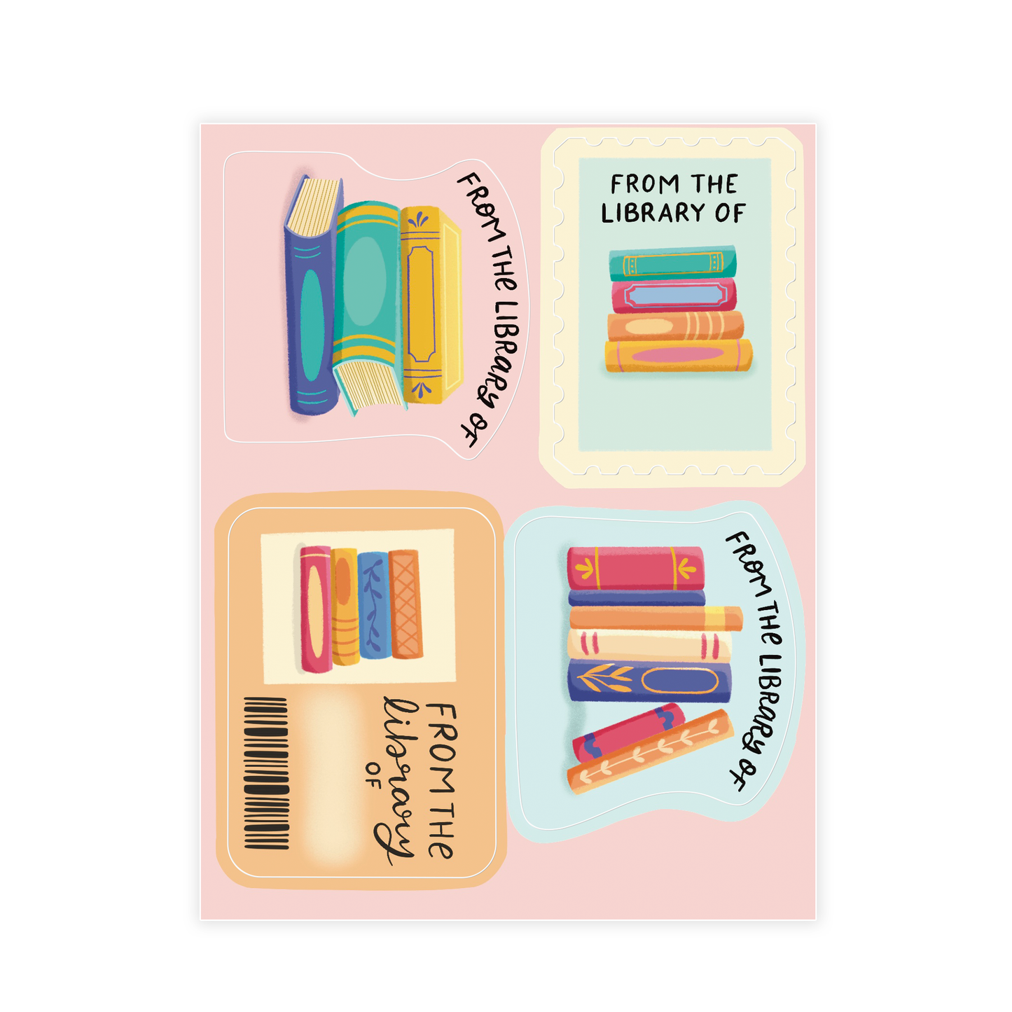 Bookshop Theme Bookplate Set of 8 Stickers