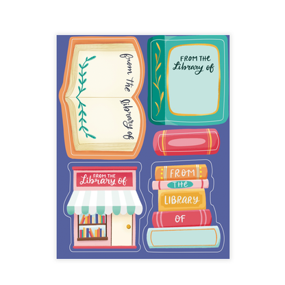 Bookshop Theme Bookplate Set of 8 Stickers