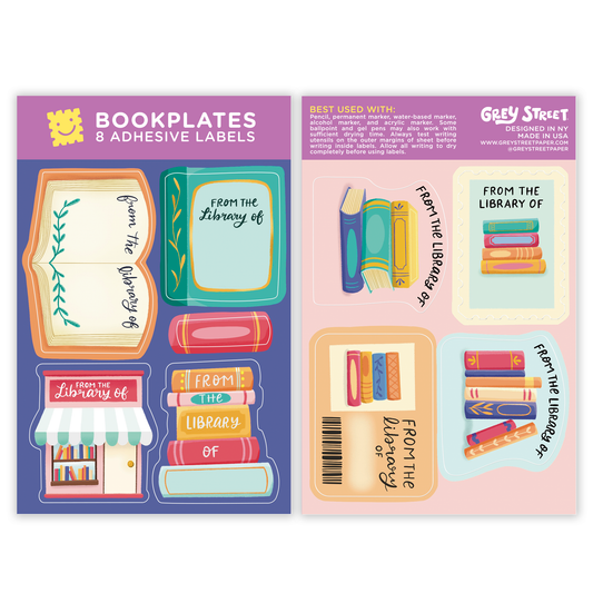Bookshop Theme Bookplate Set of 8 Stickers