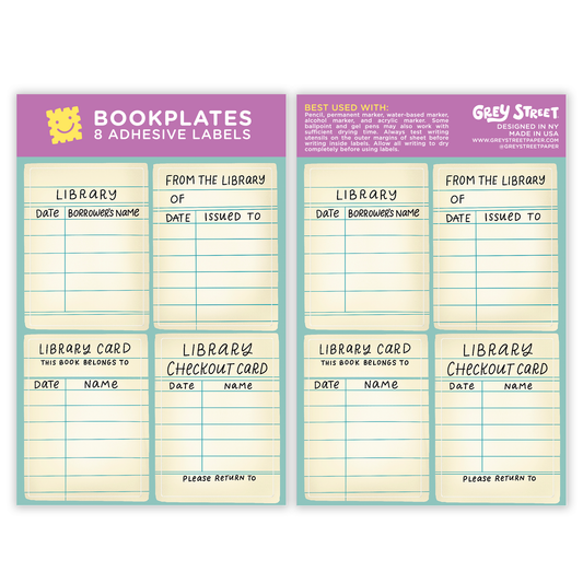Classic Library Card Theme Bookplate Set of 8 Stickers