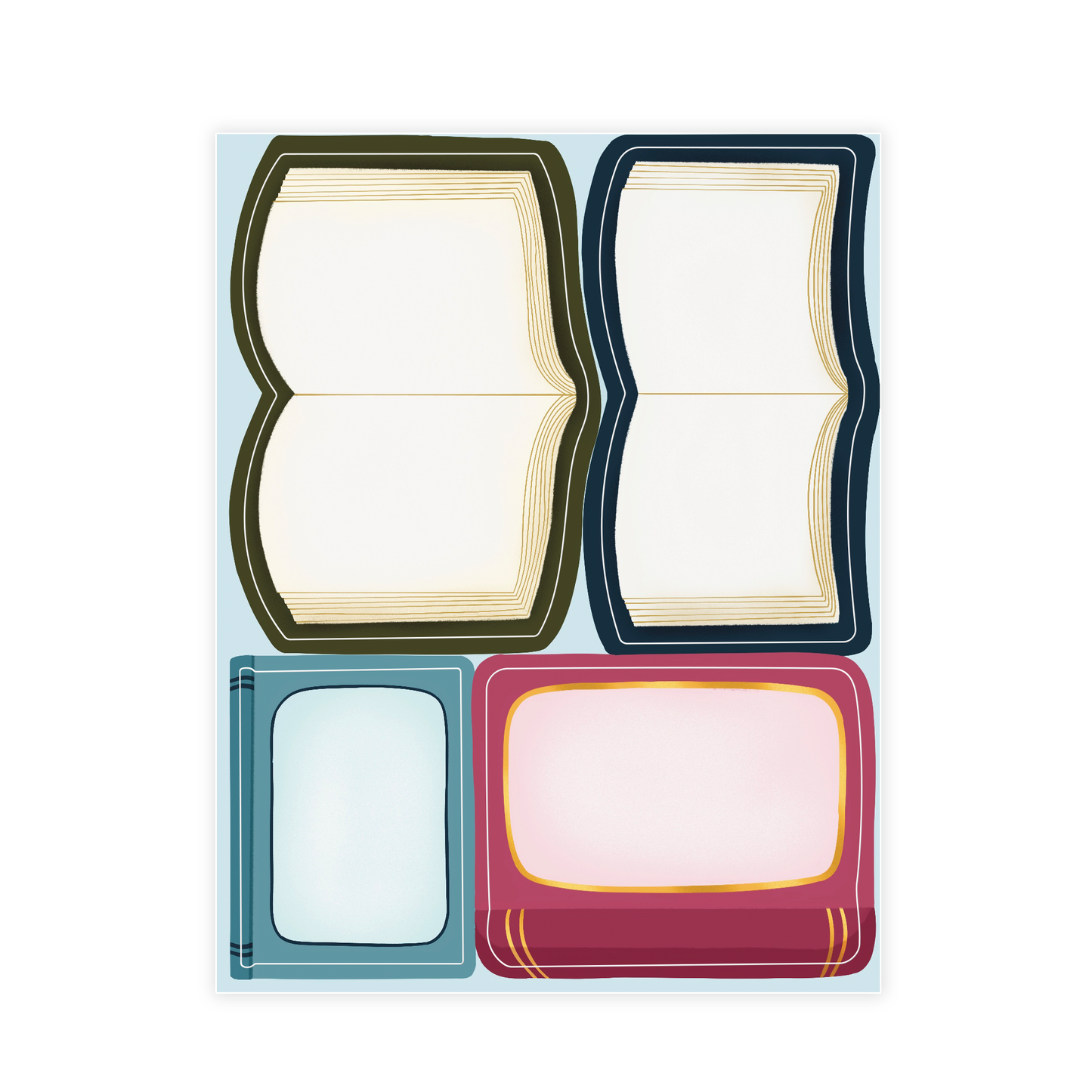 Blank Book Shaped Bookplate Set of 8 Stickers