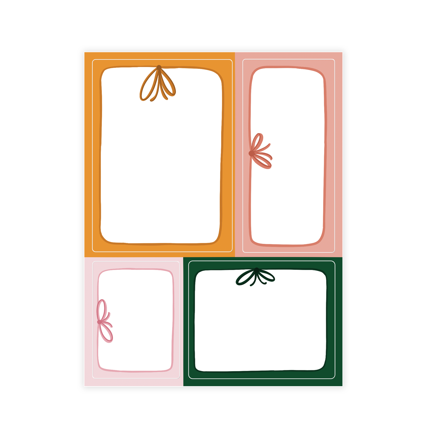 Colorful Bows Decorative Blank Bookplate Set of 8 Stickers