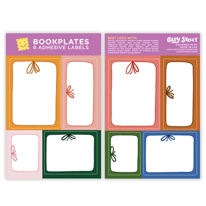 Colorful Bows Decorative Blank Bookplate Set of 8 Stickers
