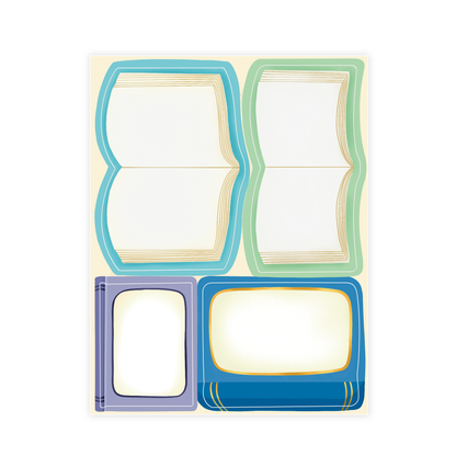 Rainbow Colors Blank Book Shaped Bookplate Set of 8 Stickers