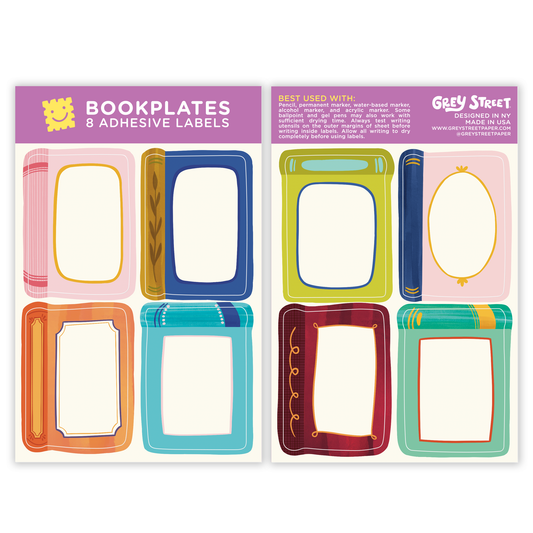 Colorful Decorative Books Blank Bookplate Set of 8 Stickers