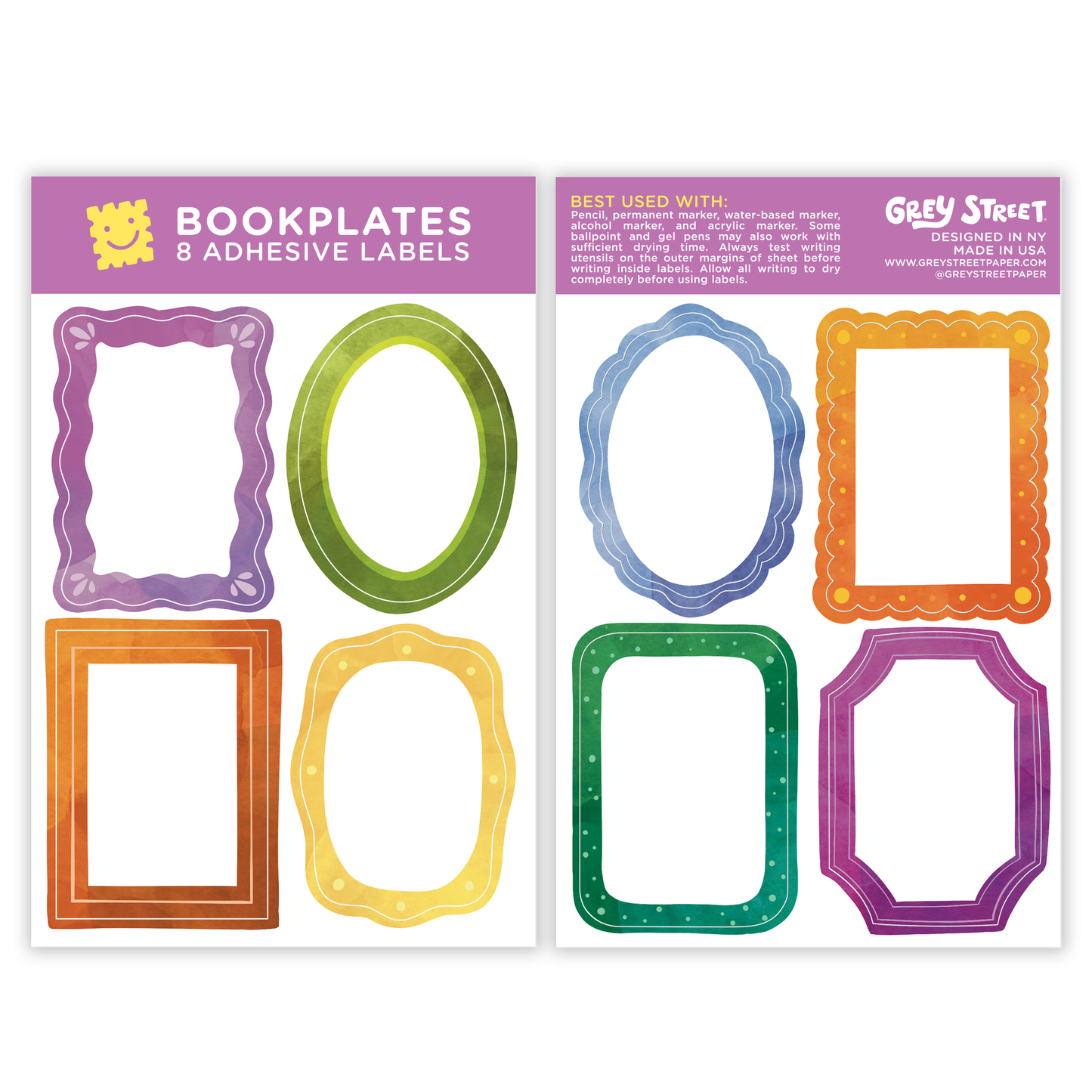 Decorative Frame Shaped Bookplate Set of 8 Stickers