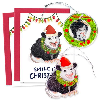 Ultimate Opossum Holiday Ornament 2 Card Set