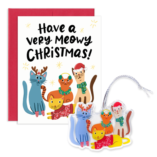 Cat Holiday Ornament Card Set